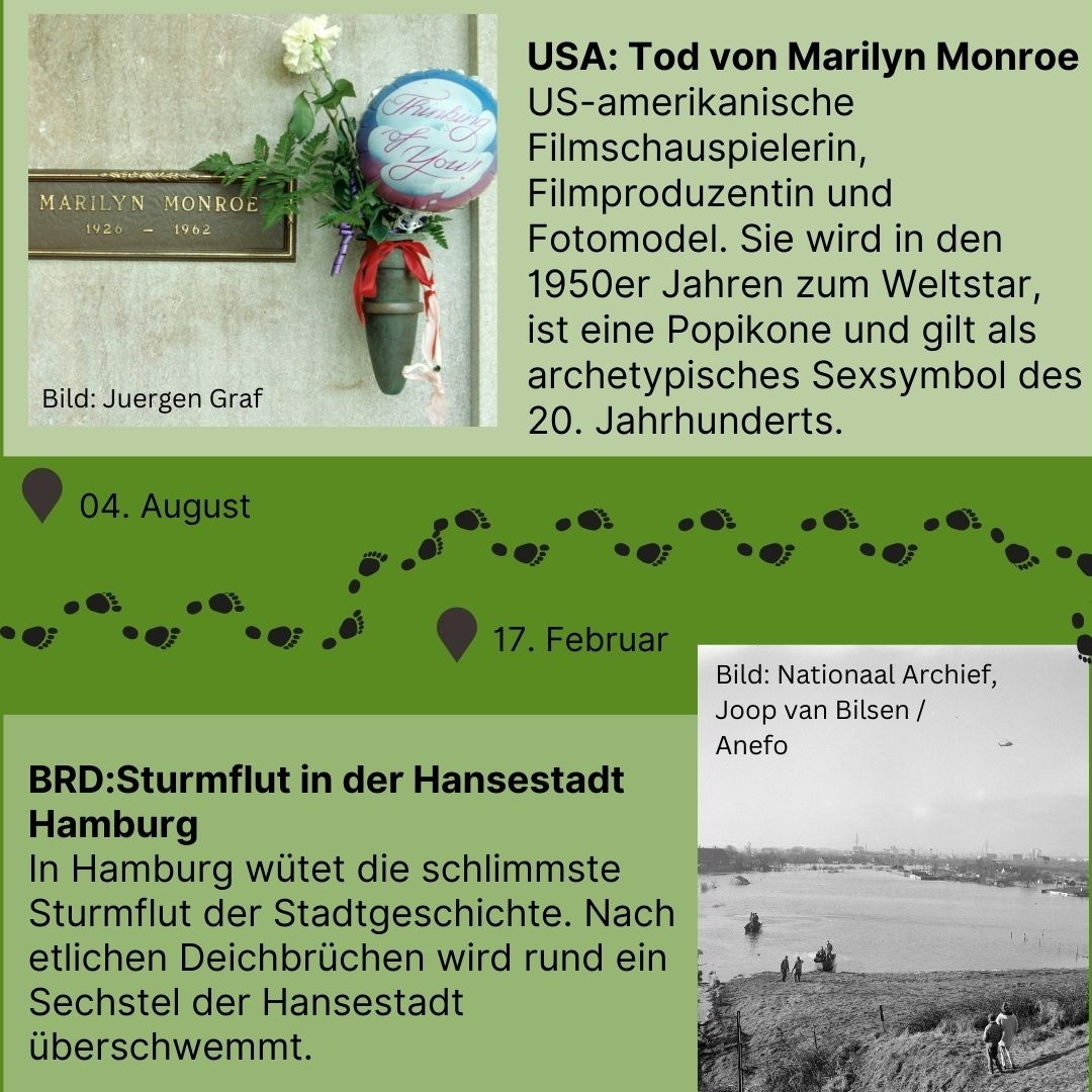 Zeitreise 1962 | Tod von Marilyn Monroe und Sturmflut in Hamburg